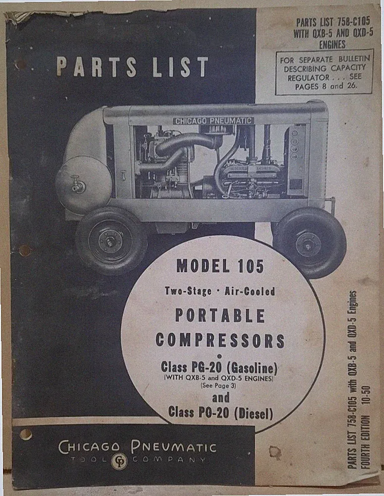 CHICAGO PNEUMATIC #758-C105 MODEL 105 2-STAGE AIR-COOLED PORTABLE COMPRESSOR P/L