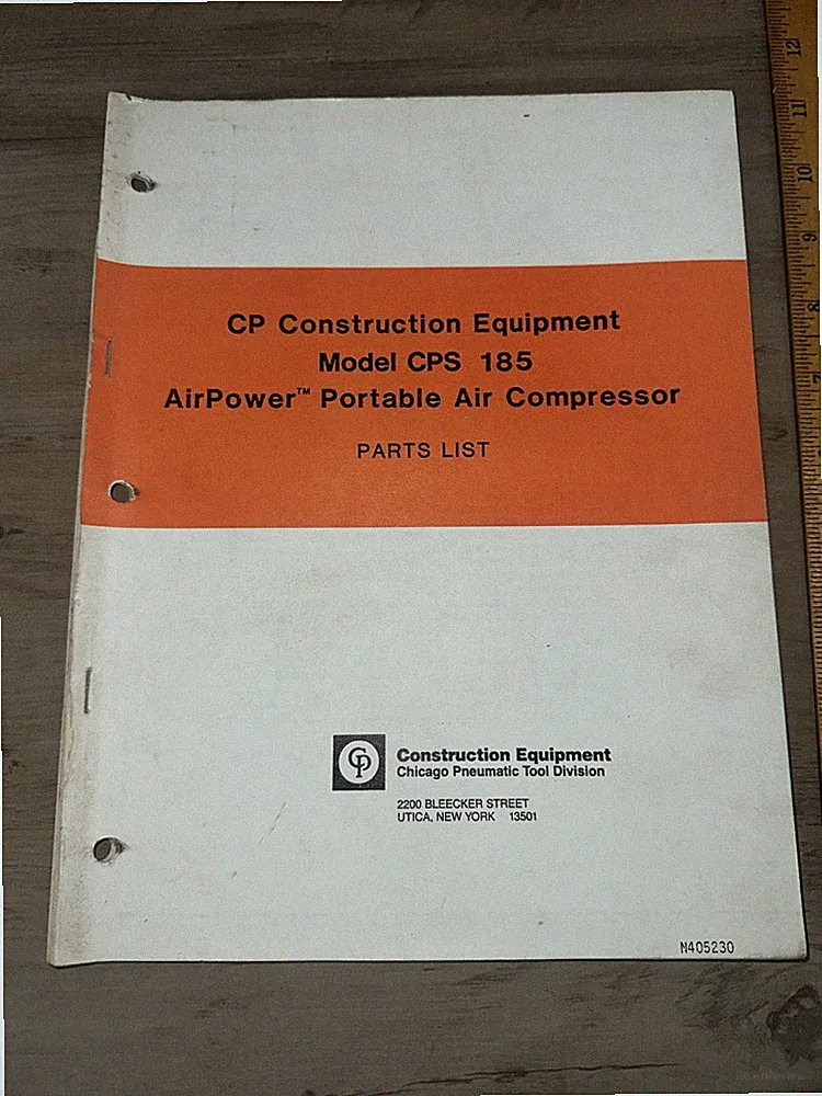 Chicago Pneumatic Portable Air Compressor Cps 185 Parts List Original Copy!￼